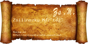 Zsilinszky Máté névjegykártya